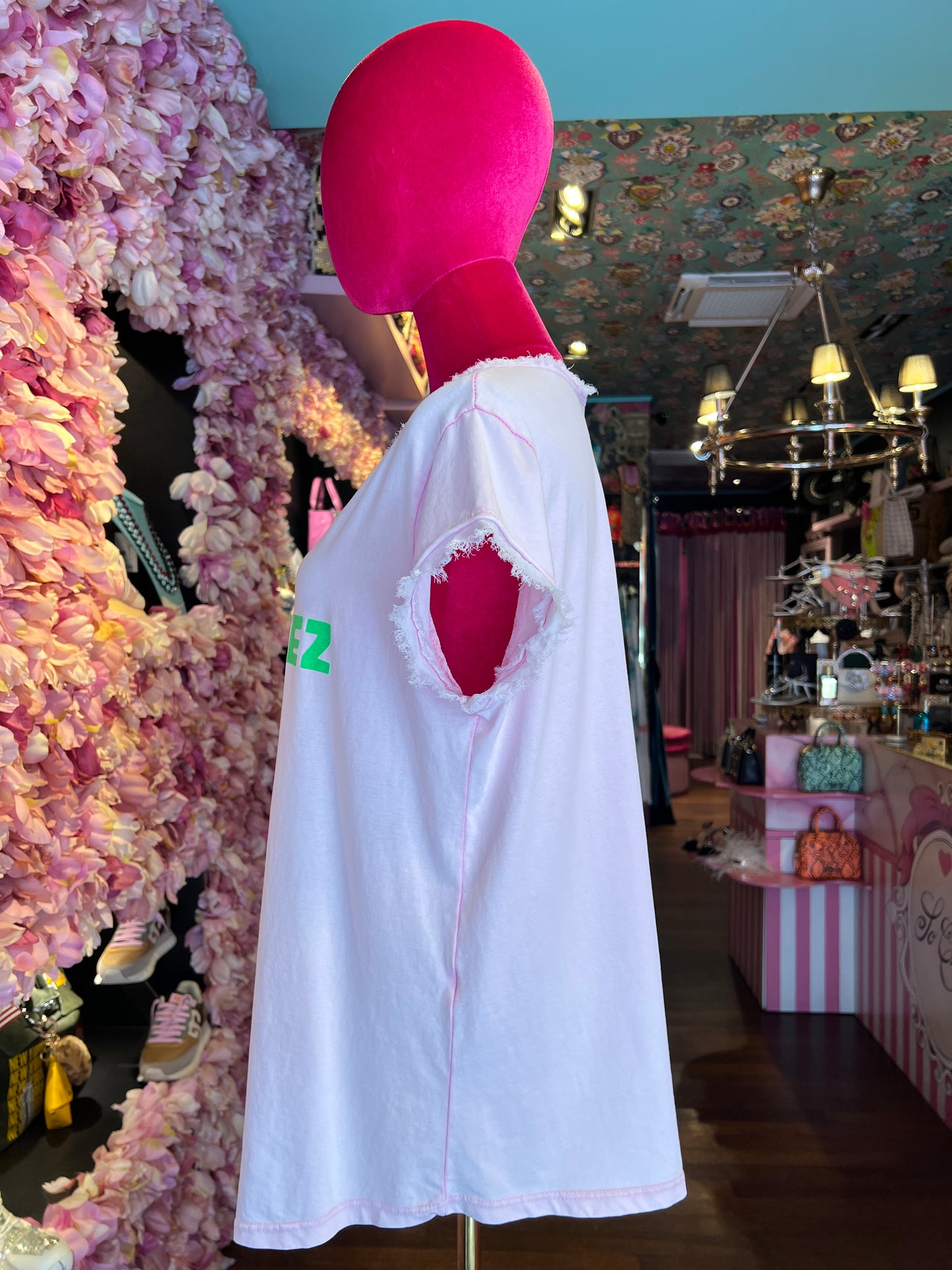 Mon amour Paris -20% di sconto t shirt rosa con scritta Saint Tropez verde