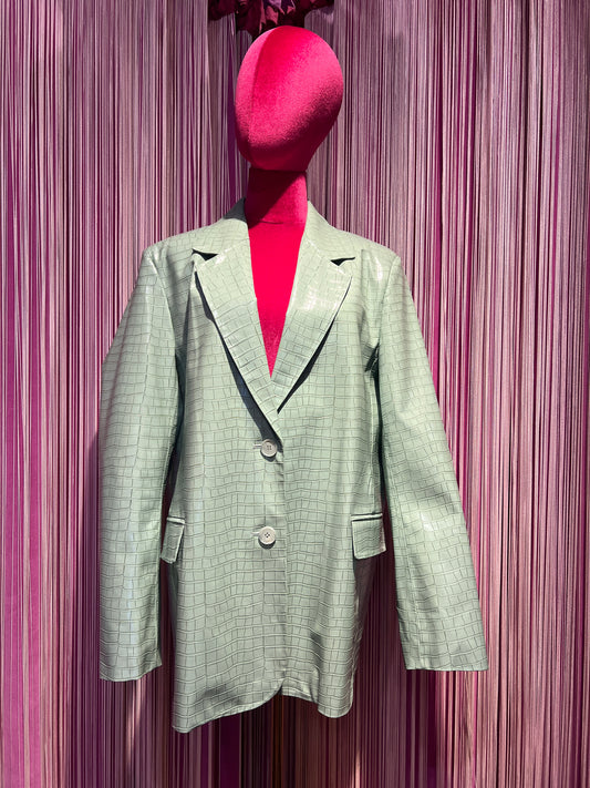 Isabelle Blanche Paris blazer over in ecopelle stampa cocco