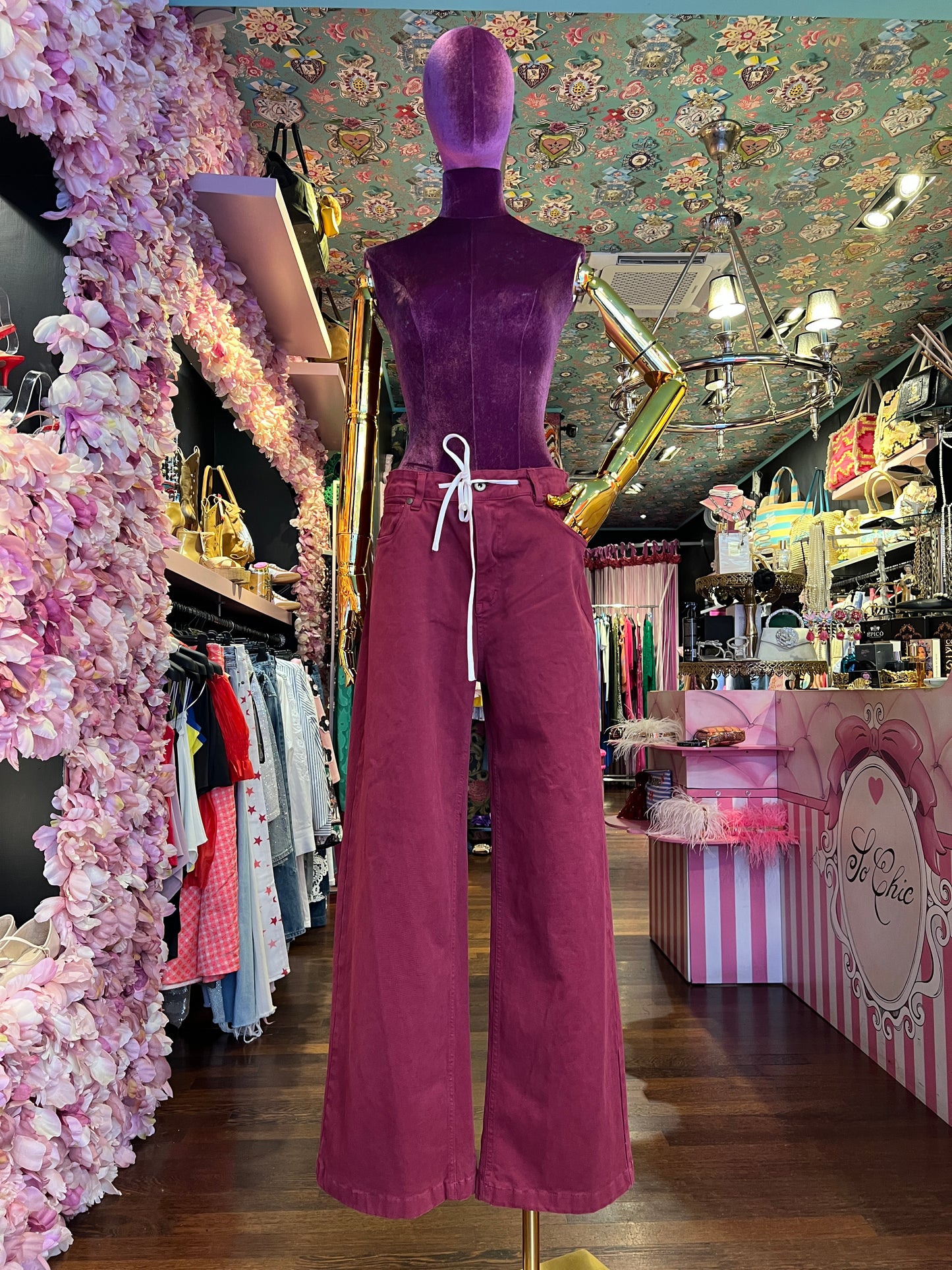 Front street pantalone con laccetto amaranto vestibilita’ ampia