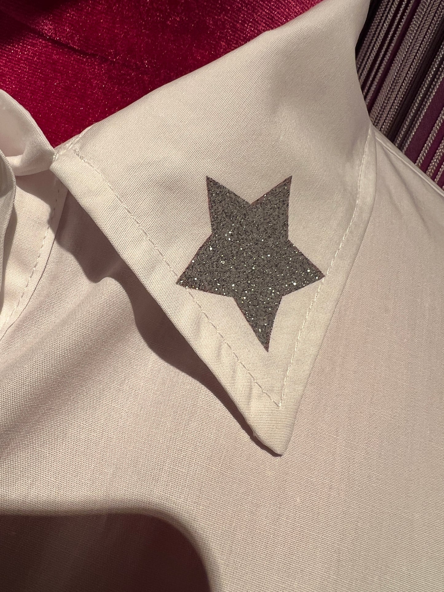 Mon amour Paris camicia cotone a scatoletta con applicazione stella glitter argento