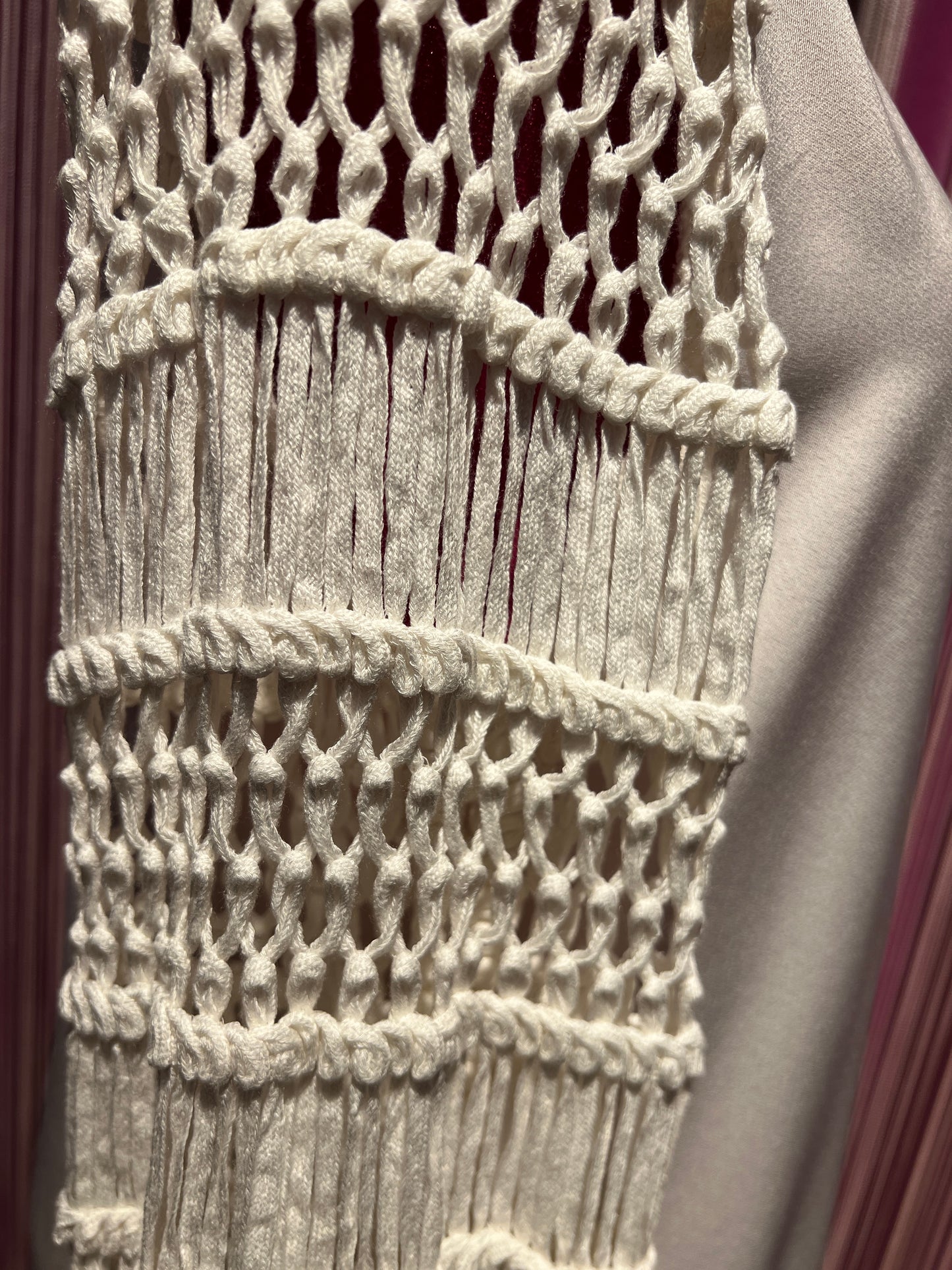 Isabelle Blanche Paris -50% di sconto abito lungo in crepe viscosa inserti maniche uncinetto bianco