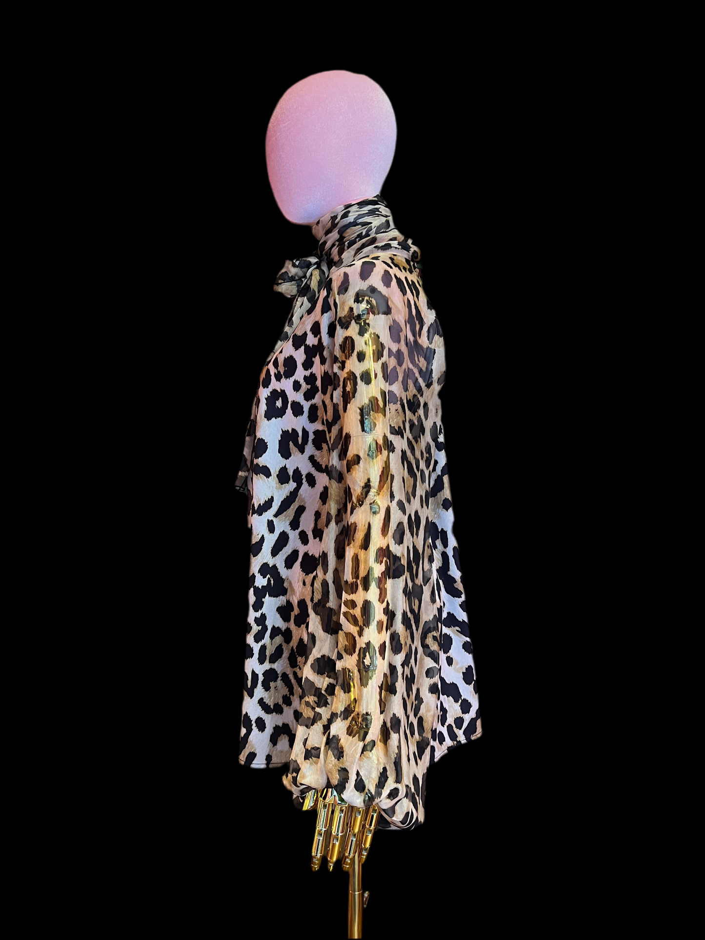 5 Progress blusa fantasia animalier con foulard e maniche baloon