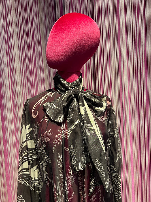 5 Progress camicia fantasia winter garden marrone con sciarpa rimovibile