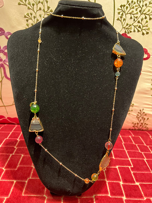 Almala collana lunga Agata ball multicolor