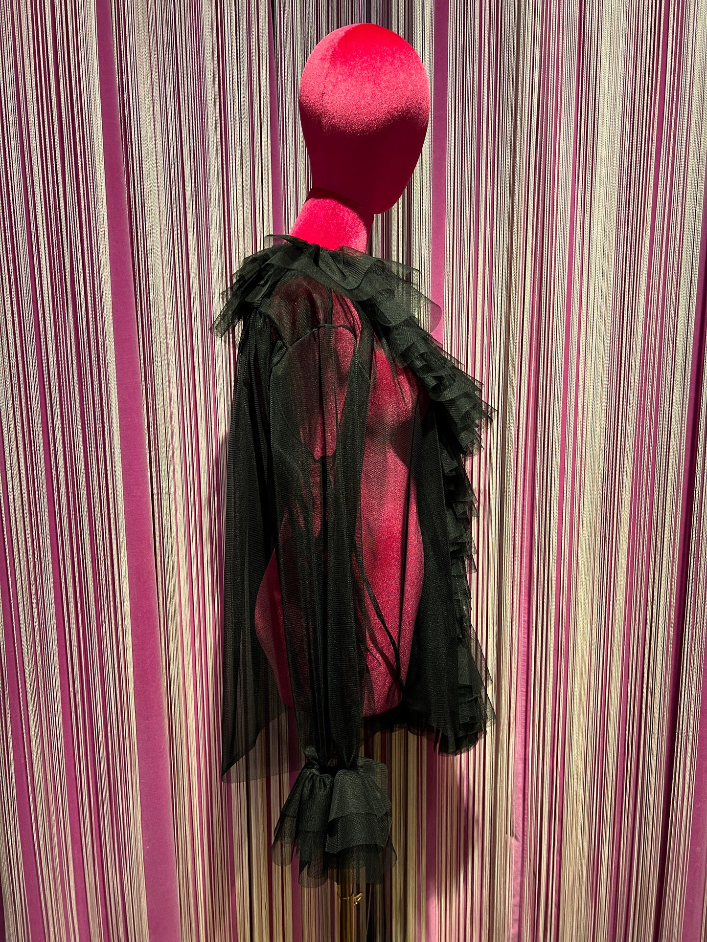 Rue-bisquit blusa manica lunga con rouge tulle nera