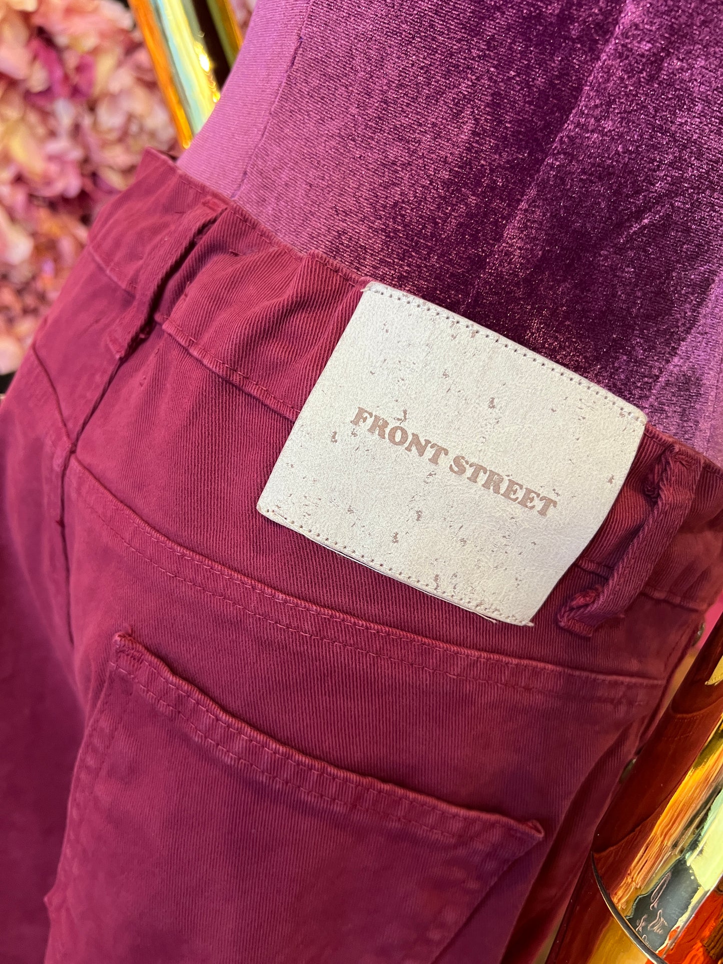 Front street pantalone con laccetto amaranto vestibilita’ ampia