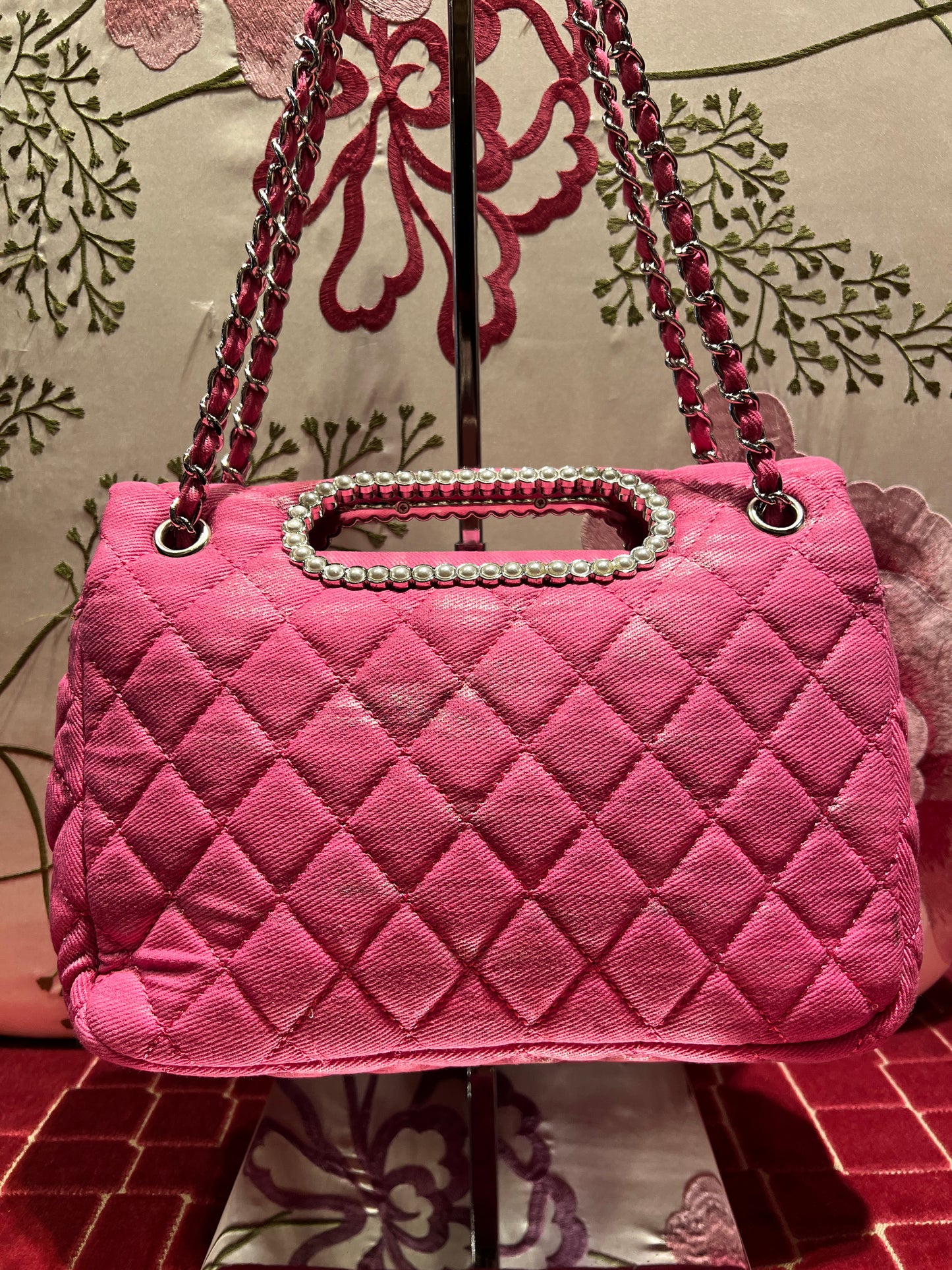 Love & roses borsa tracolla rosa bubble dipinta a mano