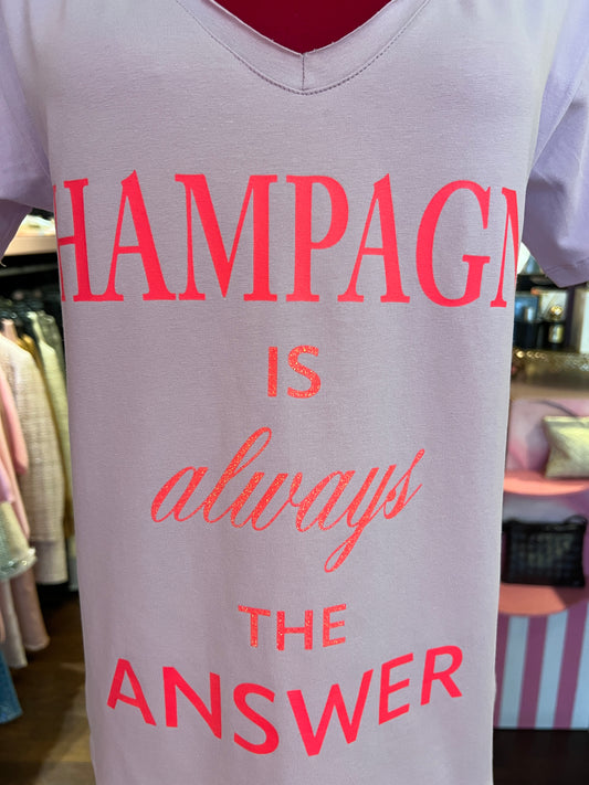 Miss goodlife t shirt glicine con stampa “ Champagne is always the answer”