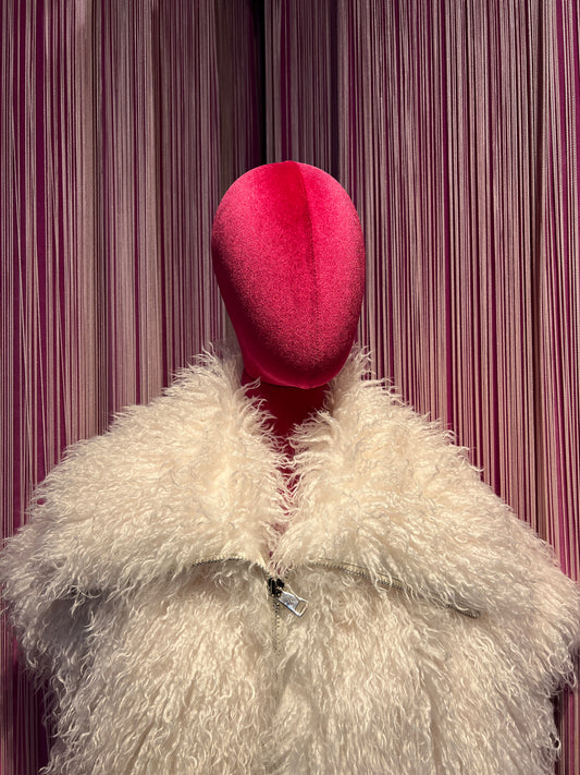 Snow-up Milano gilet ecopelliccia di Mongolia color bianco