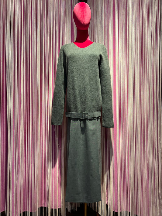 Semicouture abito grigio mélange con cintura