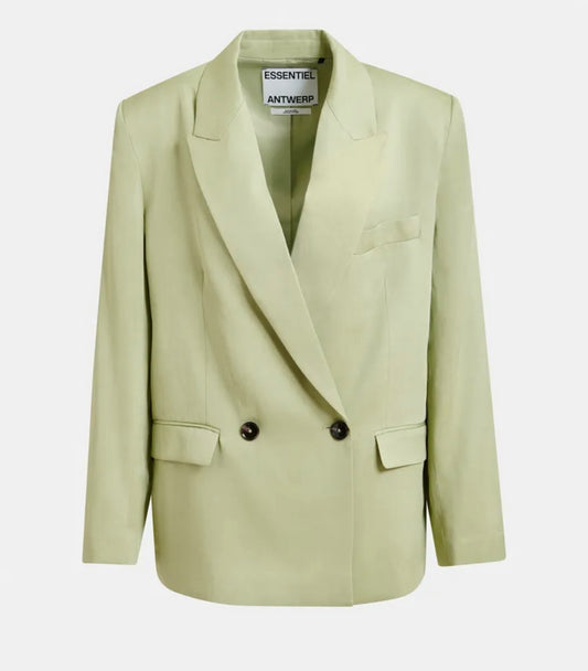 Essentiel antwerp blazer over doppiopetto verde chiaro a taglio dritto