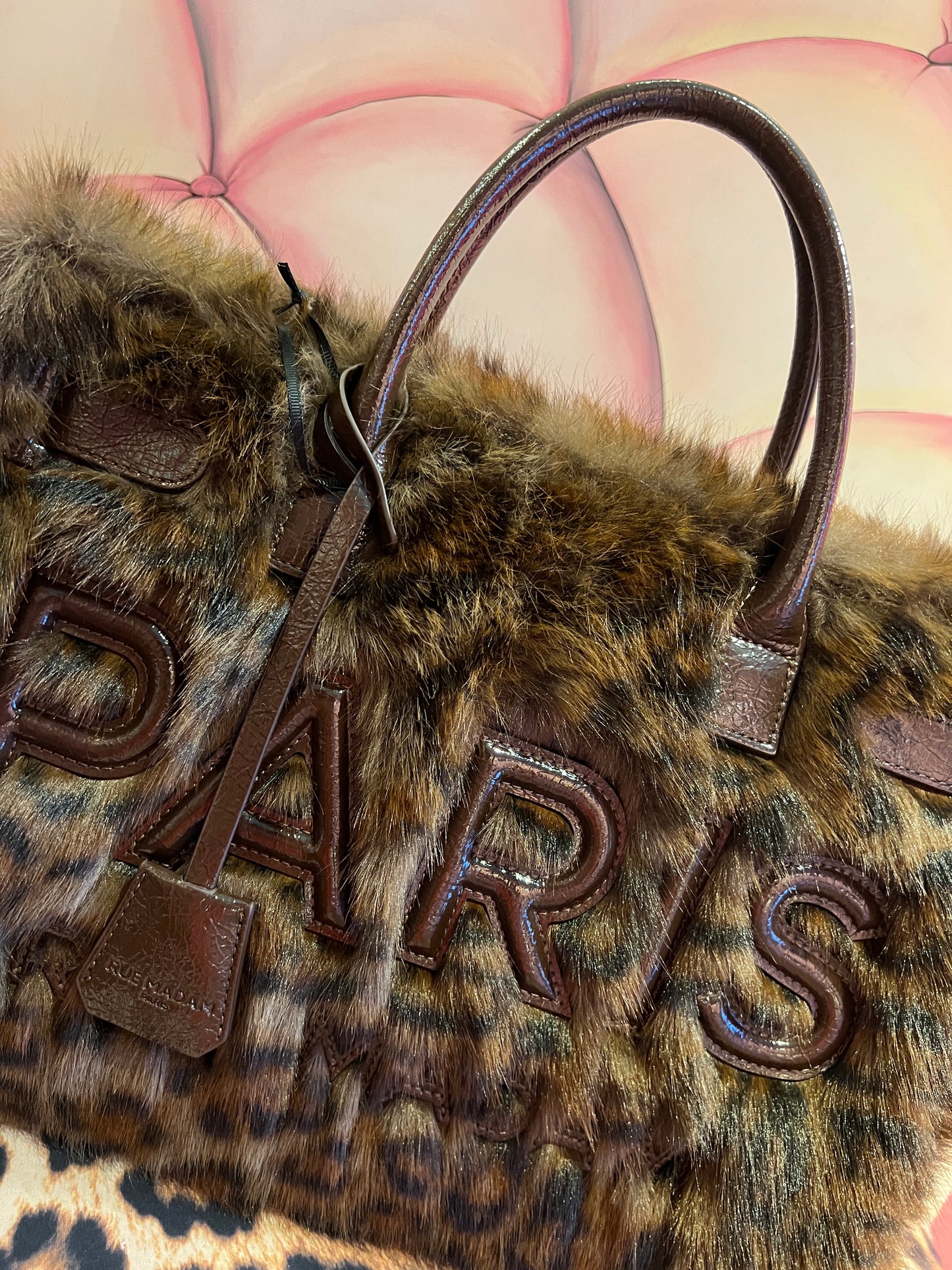 Rue Madam Paris borsa ecopelliccia leopardata due manici con tracolla Alaska tote
