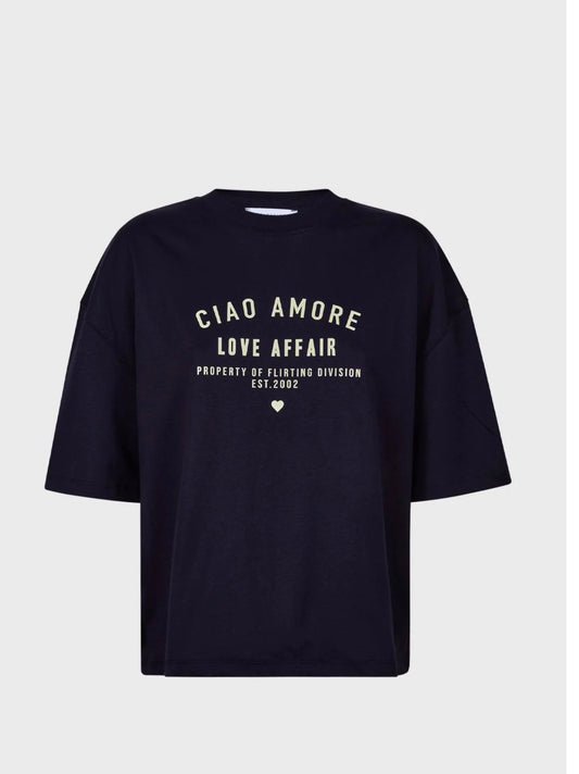 Giada Benincasa t-shirt oversize “ ciao amore love affair” blue navy
