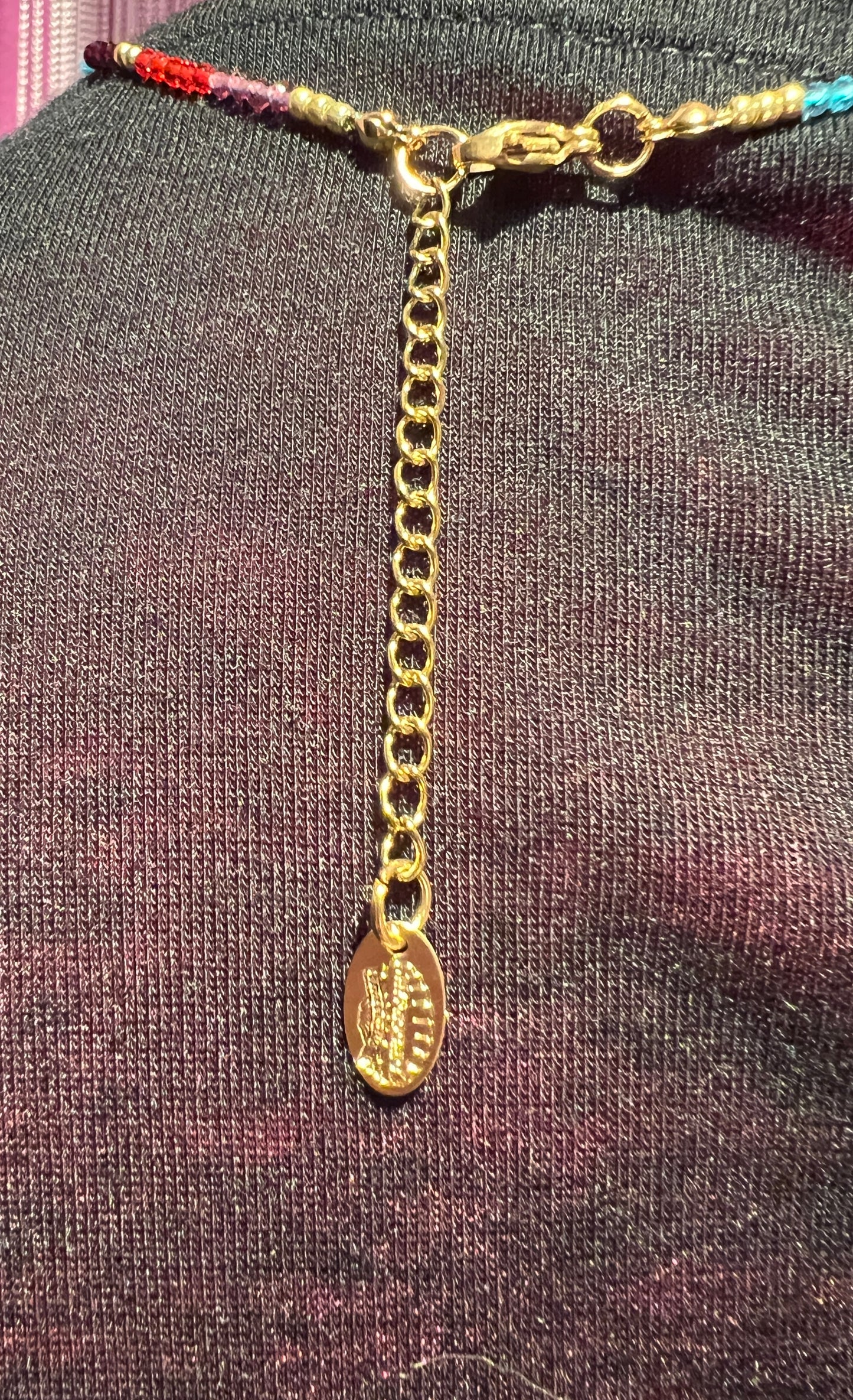 Collana girocollo perline e cuore rosso pelle e velluto