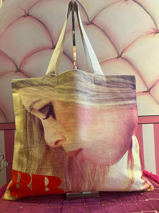 Brigitte Bardot borsa shopper in cotone stampa foto BB beige