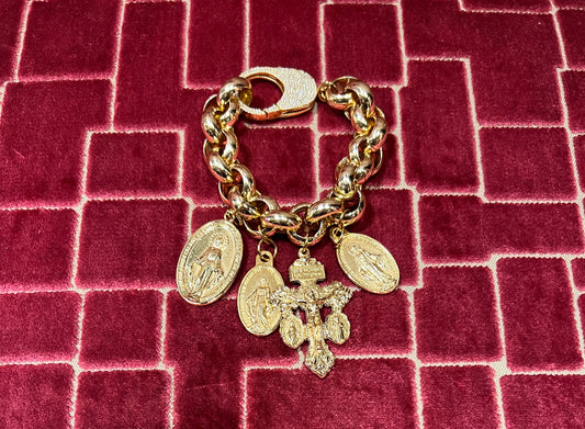 TittiBi bracciale dorato con charms immagini sacre
