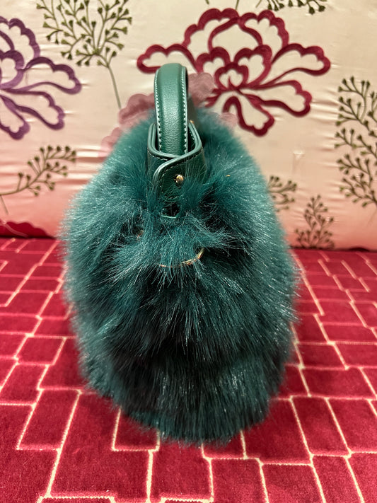 Borsa ecopelliccia verde con tracollina