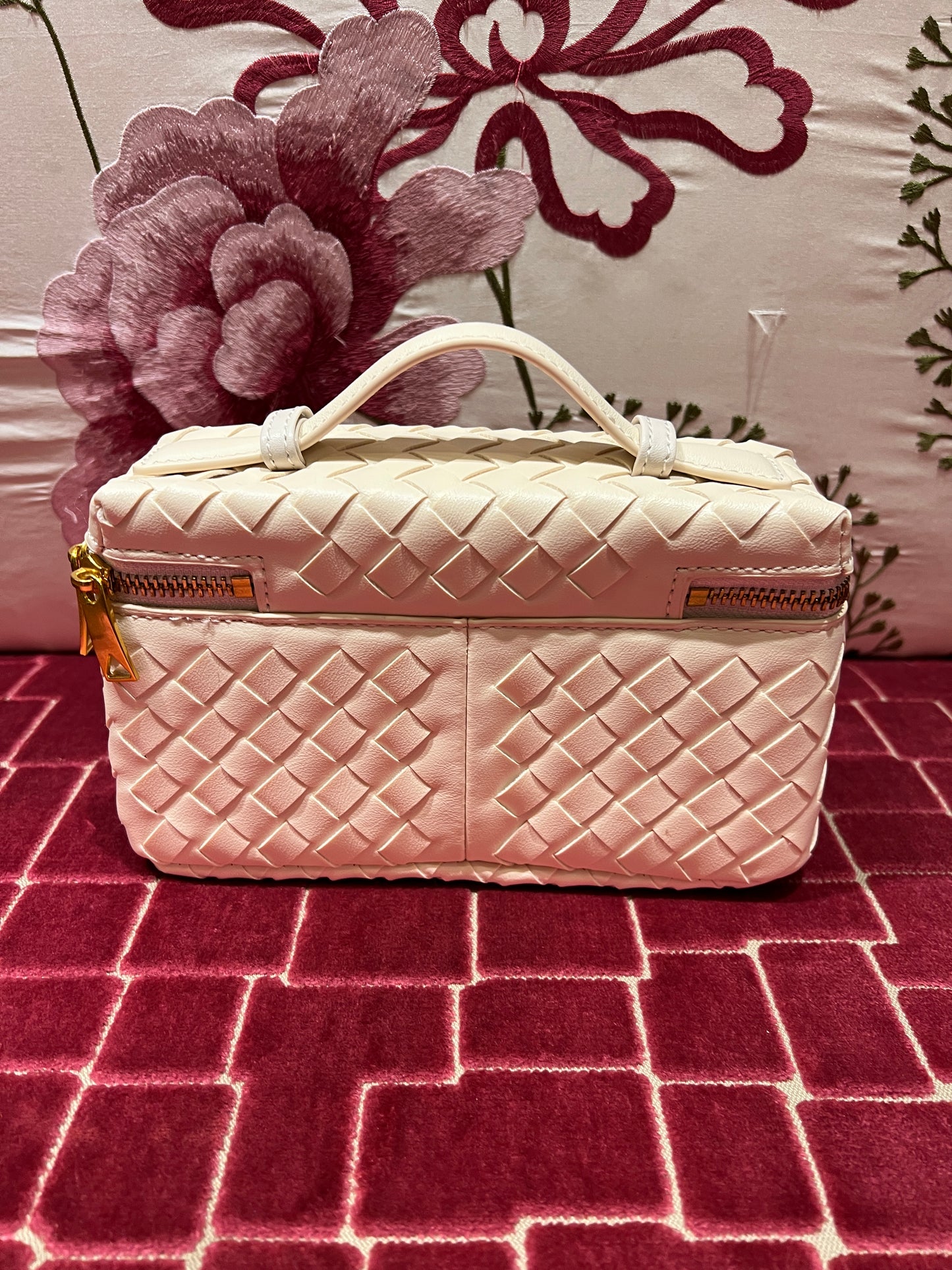 Borsa ecopelle panna con lavorazione ad intreccio con tracollina