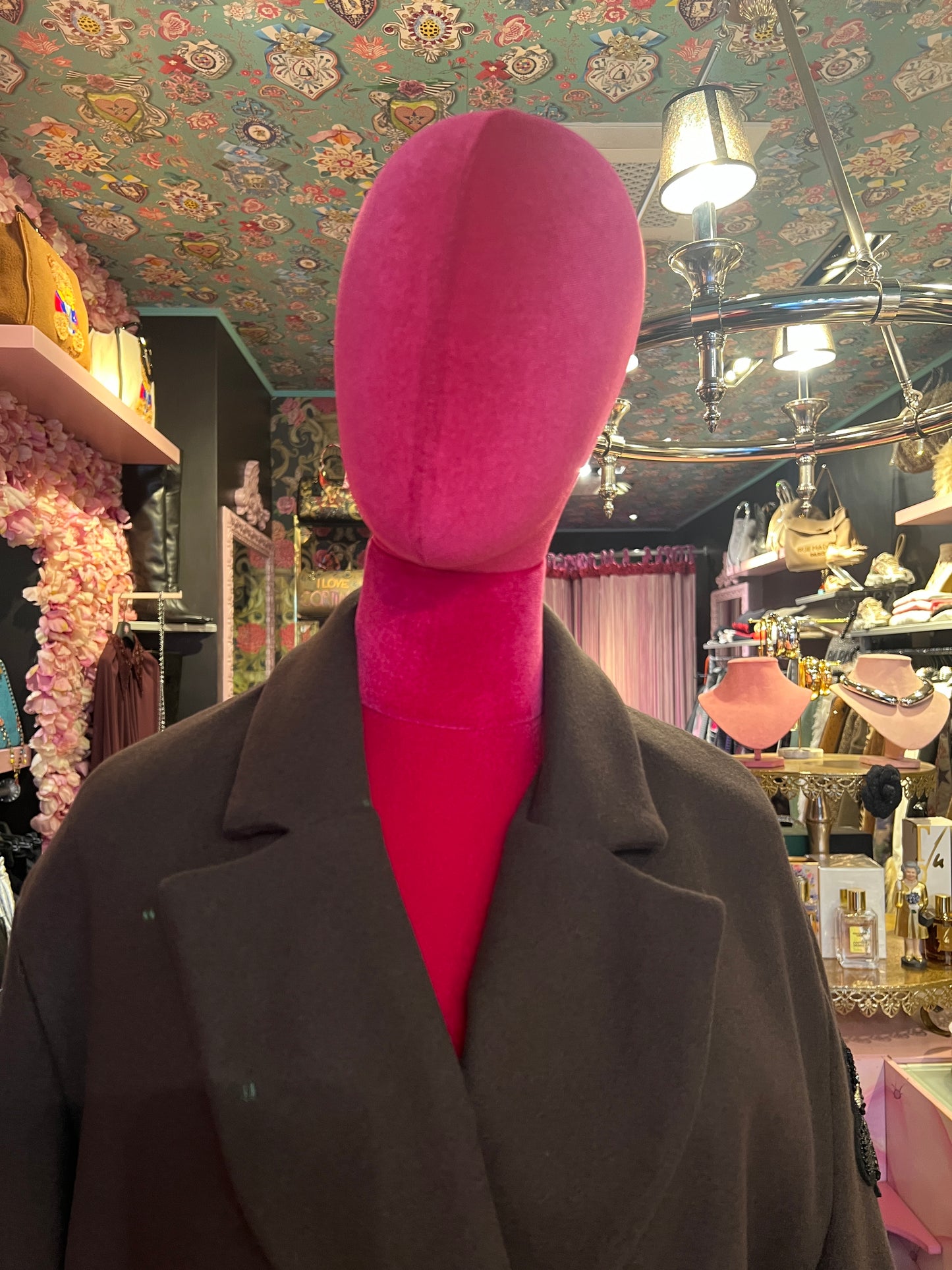5 Progress cappotto marrone scuro con applicazione pantera cristalli e patch