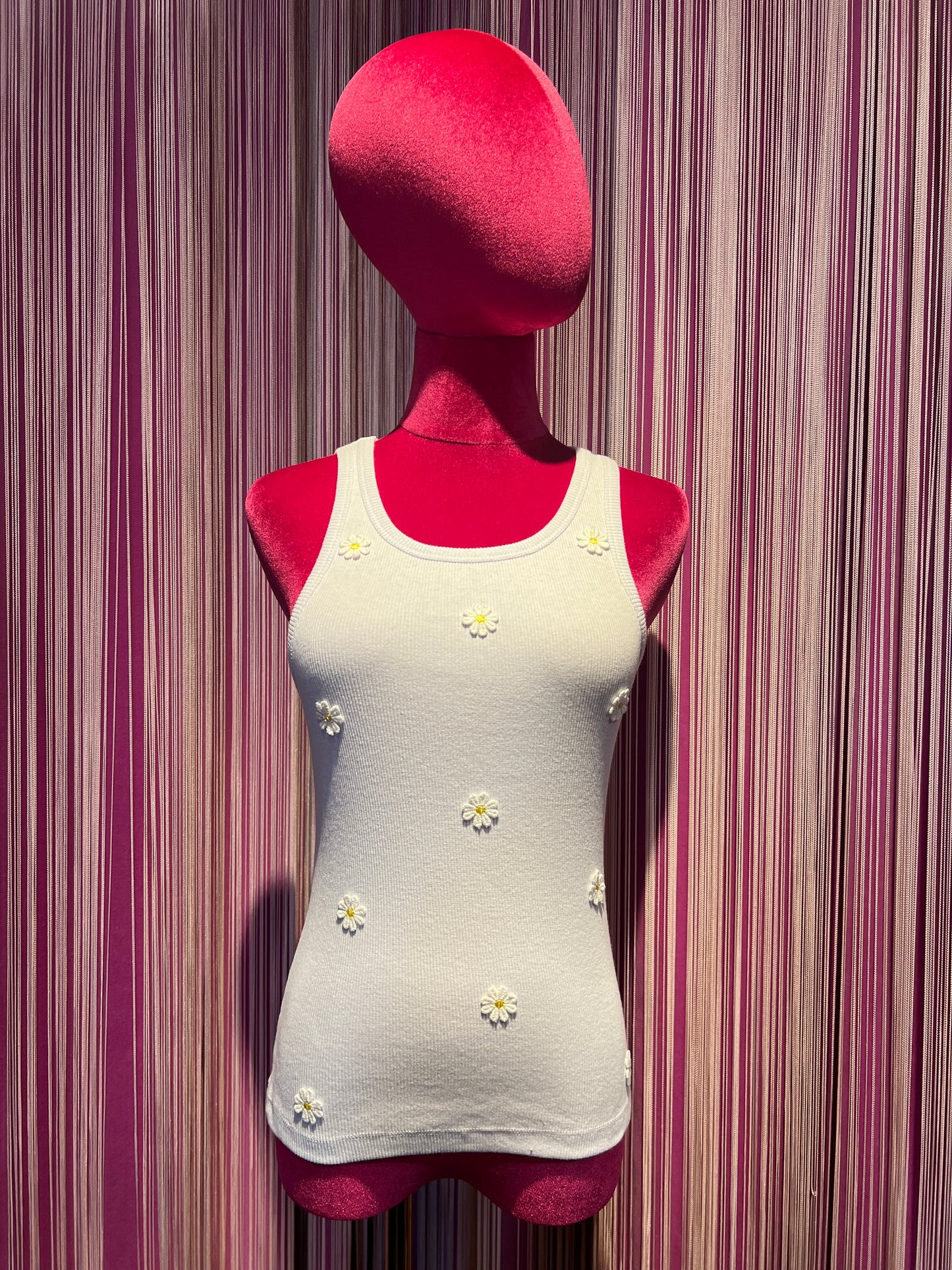 Front street canotta cotone elasticizzato con applicazioni margherite
