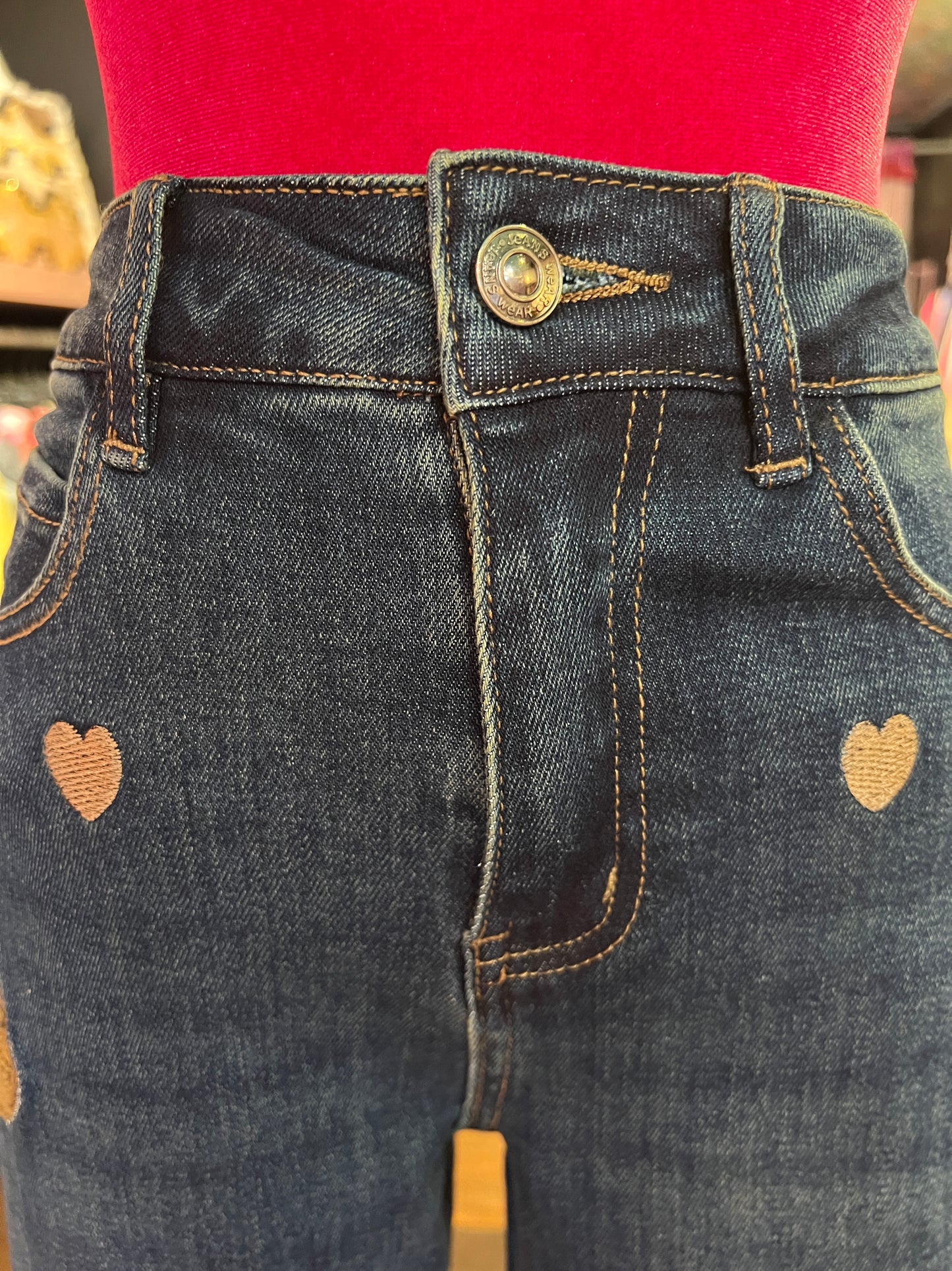 Mon amour Paris jeans denim con cuori e orsetti