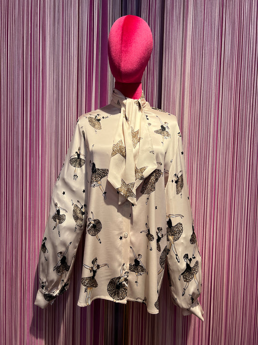 5 Progress camicia crema con stampa ballerina
