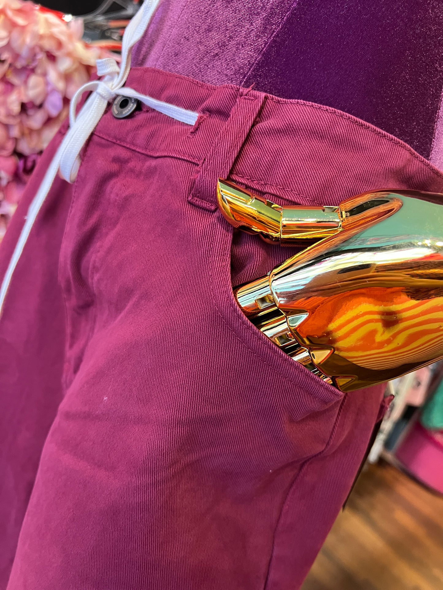 Front street pantalone con laccetto amaranto vestibilita’ ampia