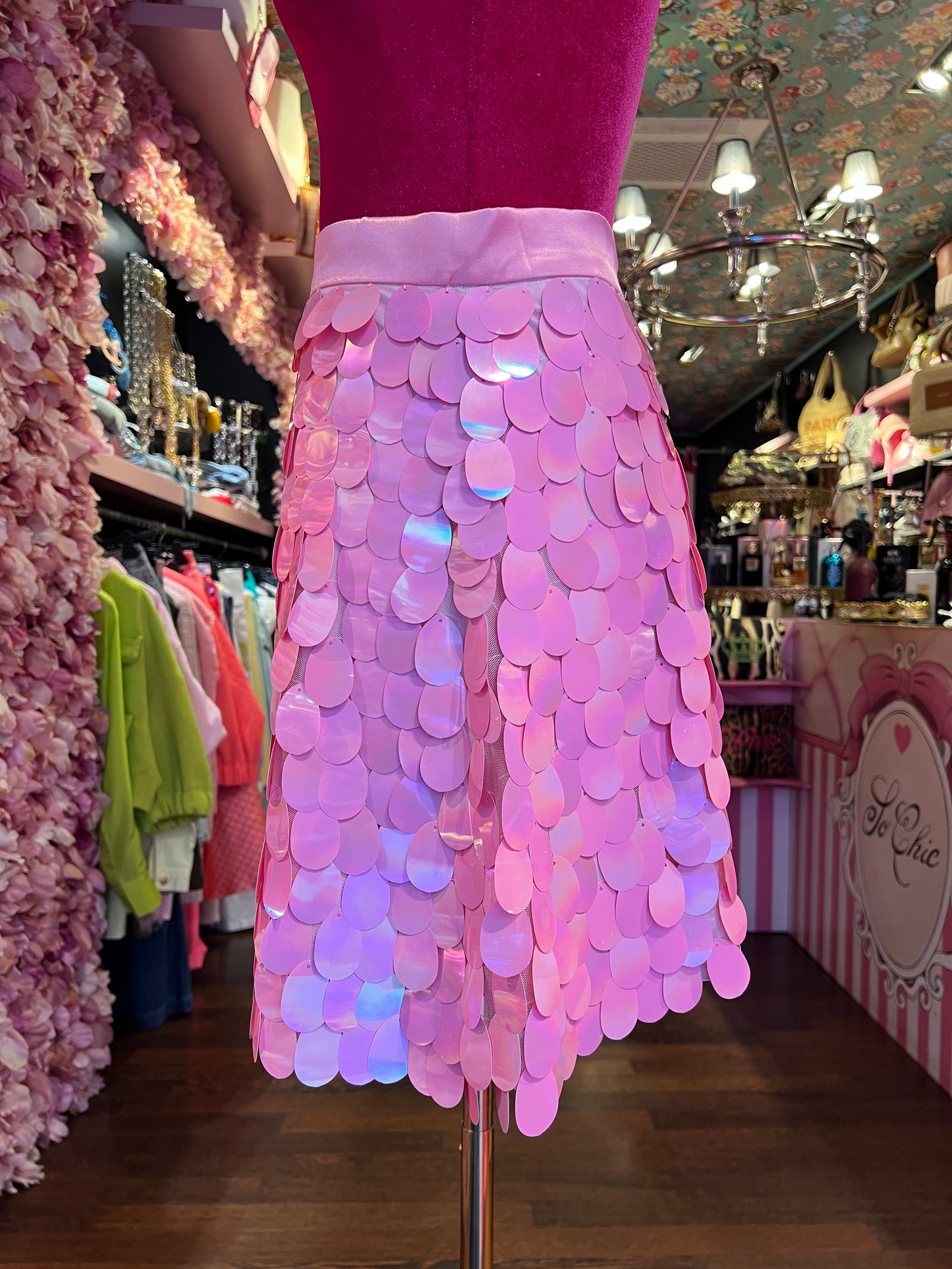 Le Cruel mini gonna paillettes grandi rosa