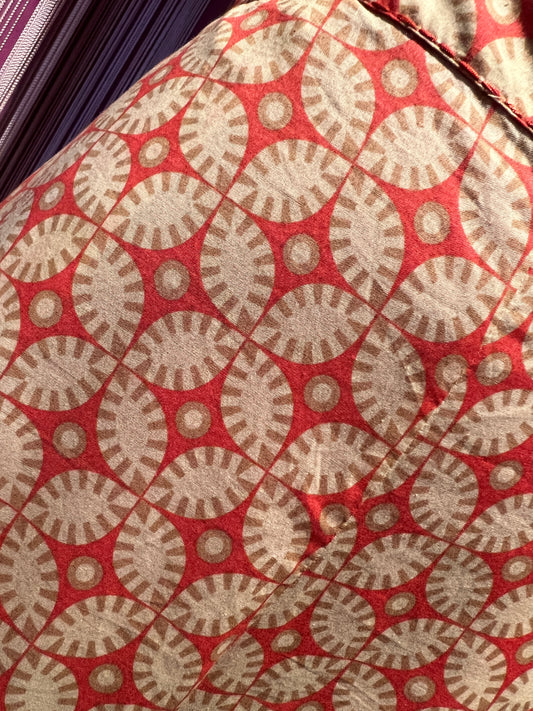 Maliparmi pantalone gamba dritta in tela di cotone , elastico in vita e frange perline , vestibilita’ asciutta
