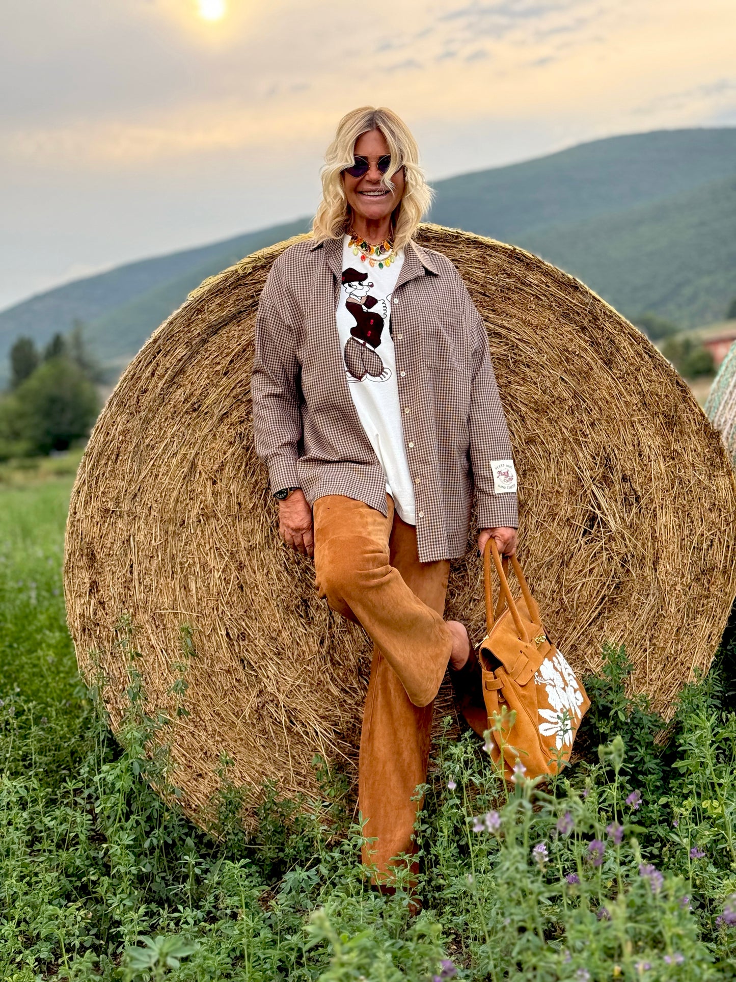 Semicouture pantalone camoscio cuoio Elsa