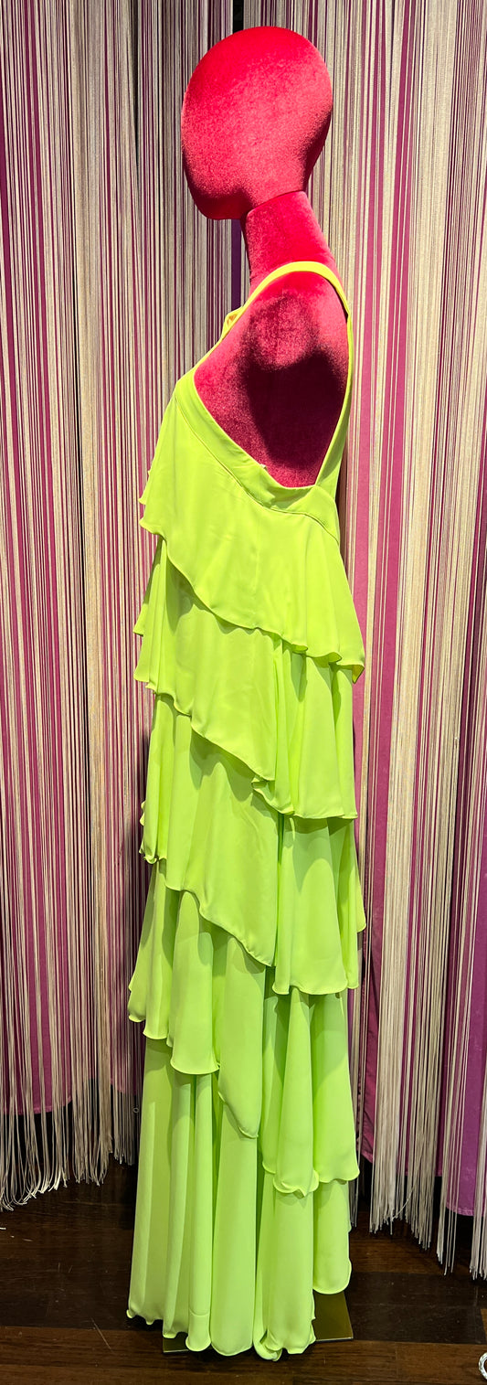 Silence Limited sconto-50 % di sconto abito lungo volant verde acido