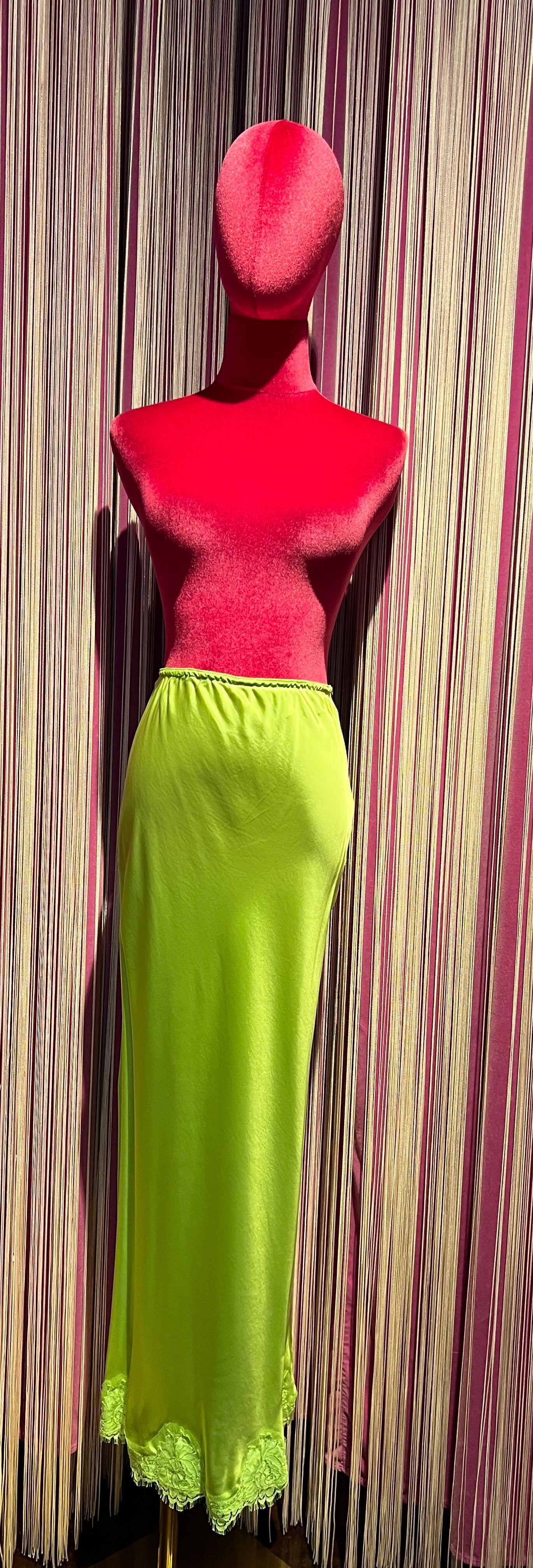 Pink memories -40%gonna sirena con pizzo verde fluo