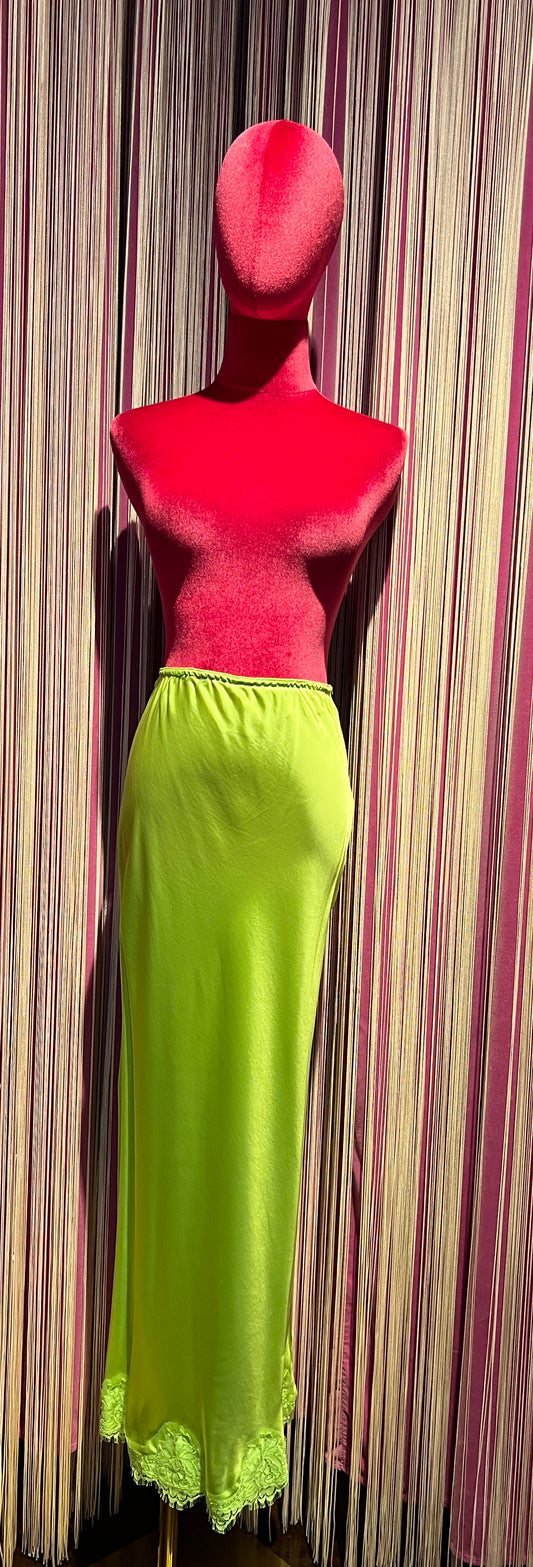 Pink memories -40%gonna sirena con pizzo verde fluo