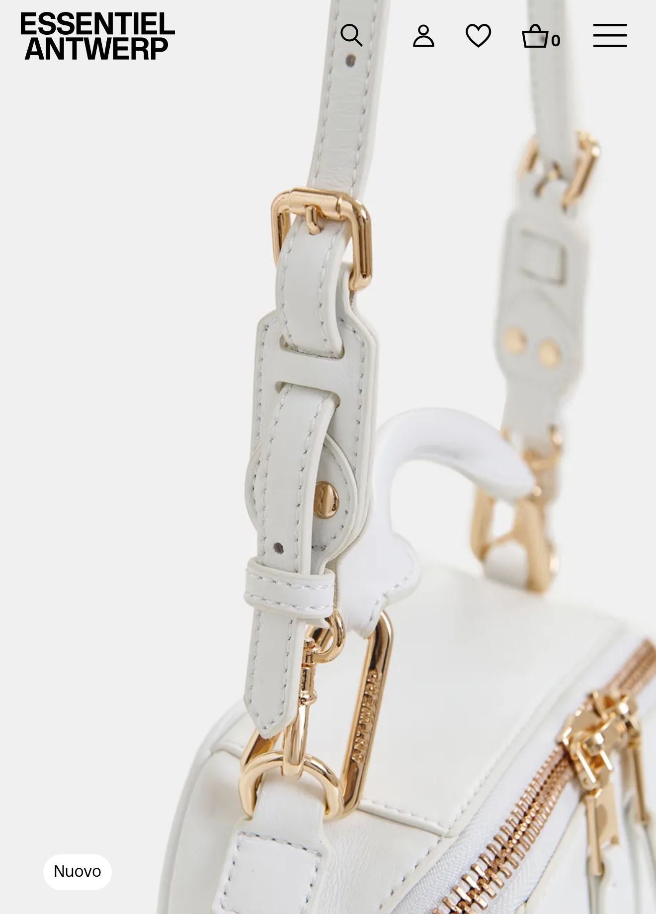 Essentiel antwerp borsa mini bianca con tracolla in pelle