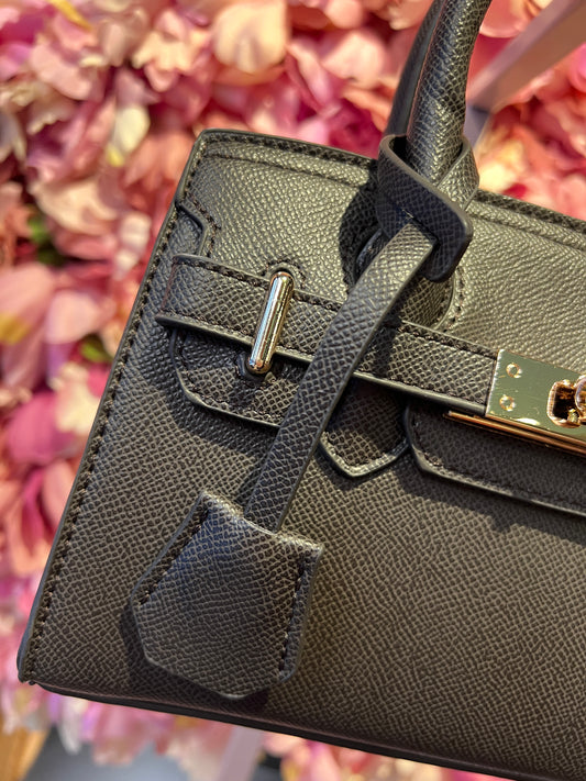 Borsa ecopelle due manici con tracolla marrone scuro