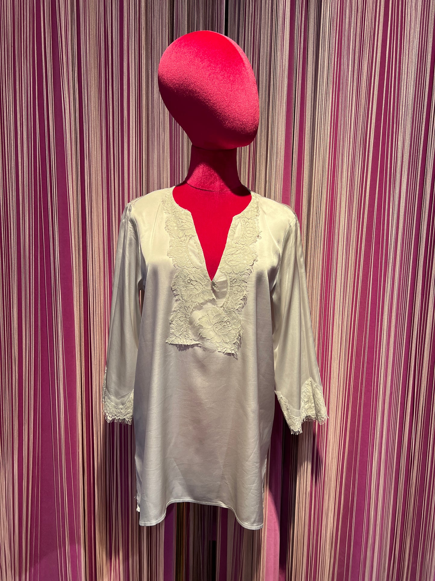 Pink memories -50%camicia serafino con pizzo avorio