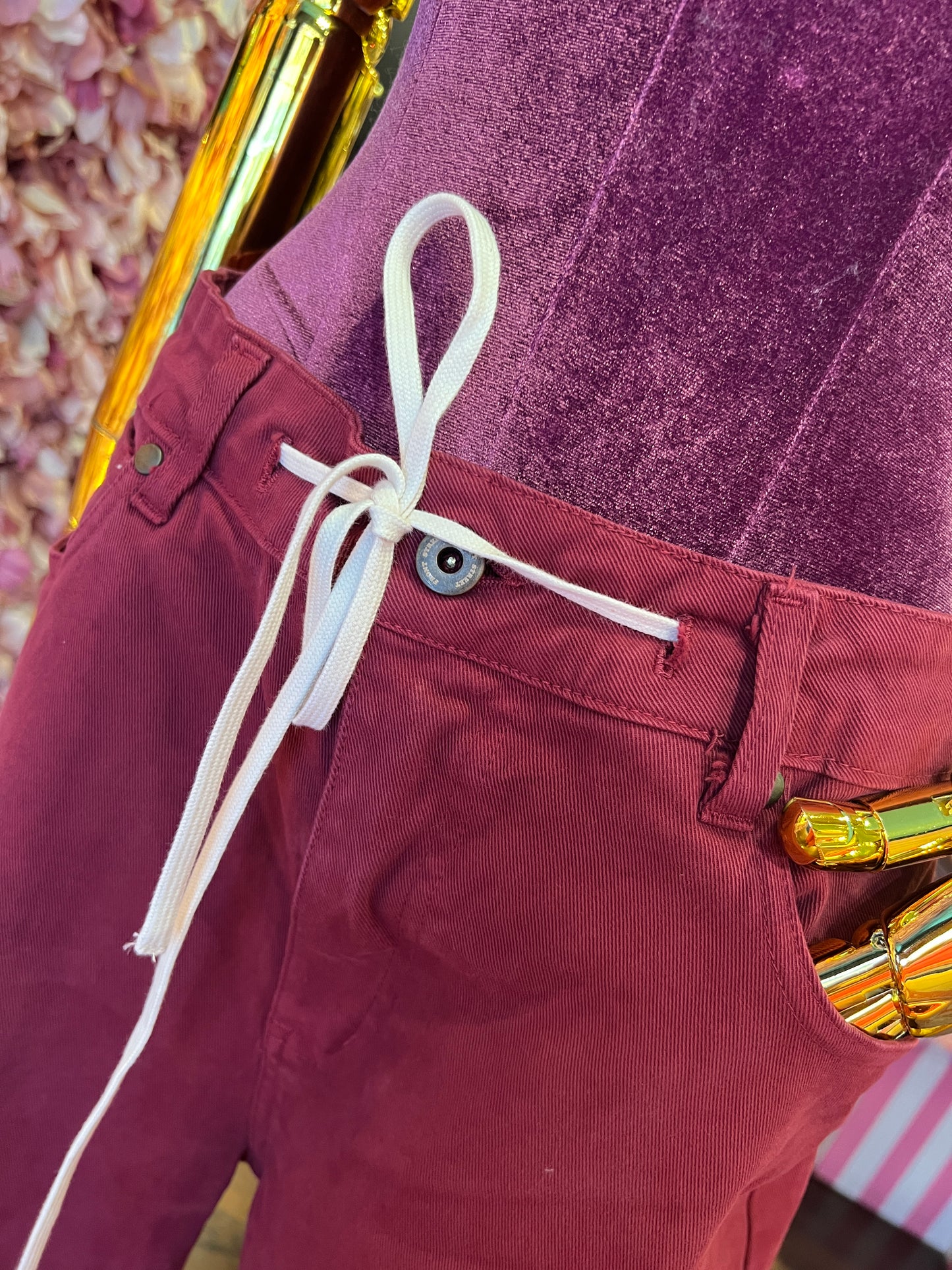 Front street pantalone con laccetto amaranto vestibilita’ ampia
