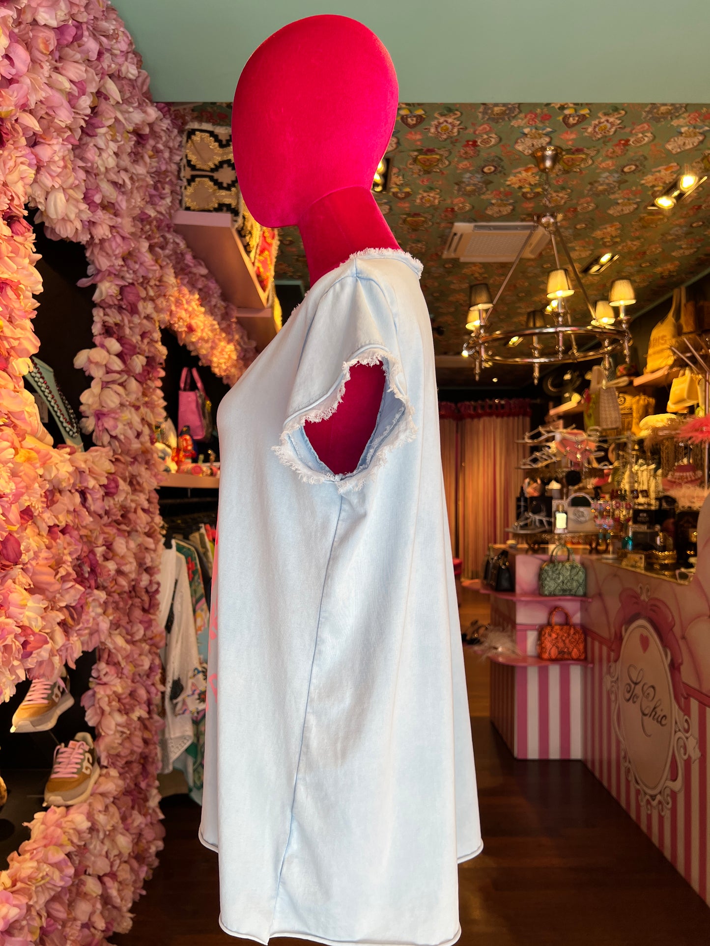 Mon amour Paris -20% dí sconto t shirt celeste cuore e scritta more amor por favor fucsia