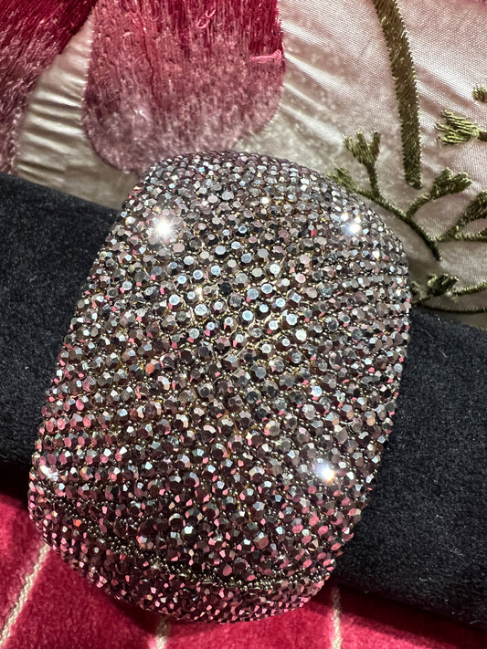 Bracciale alto grigio scuro con strass chiusura a molla