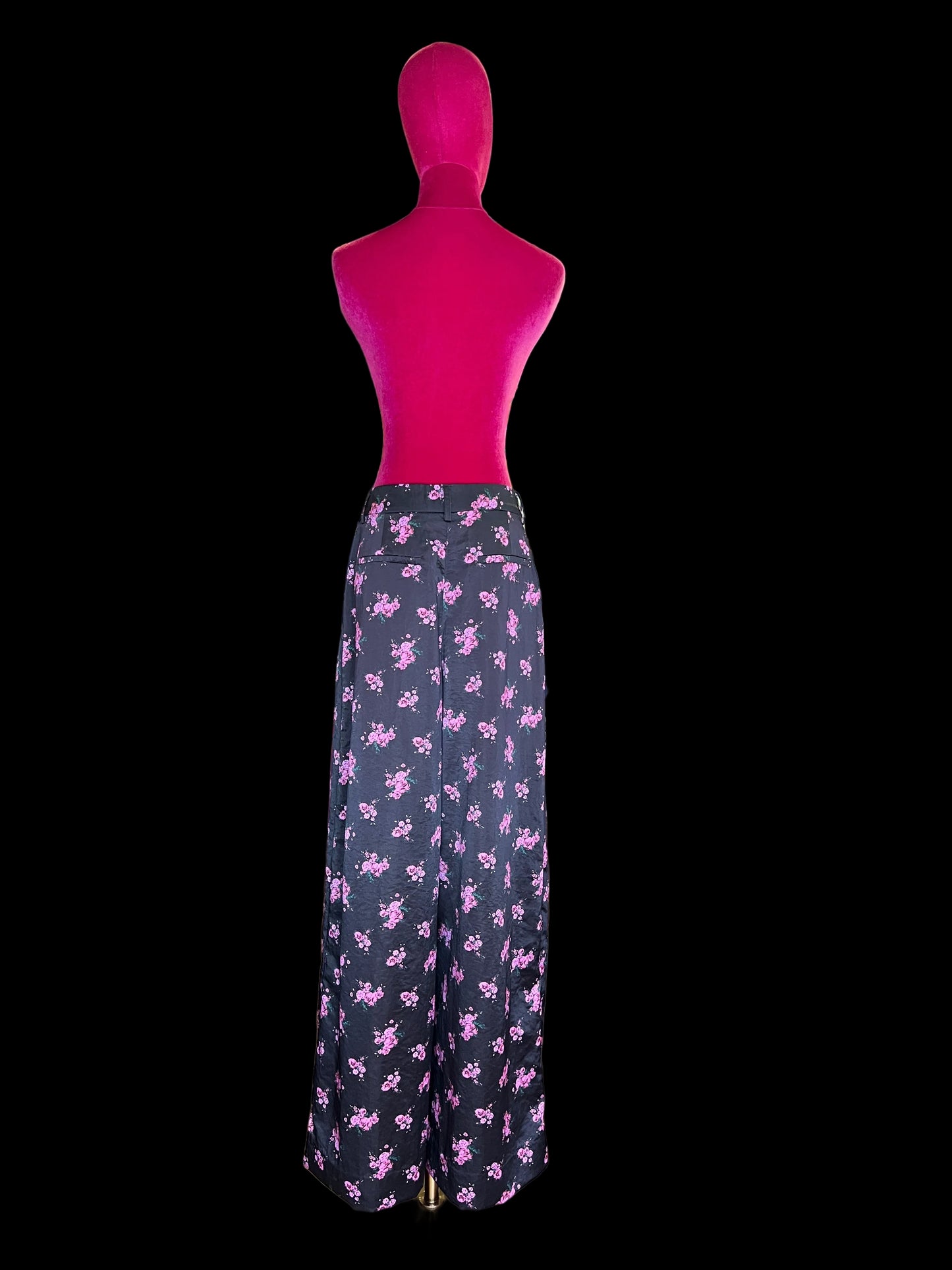 Essentiel antwerp pantalone gamba larga stampa floreale marrone e rosa