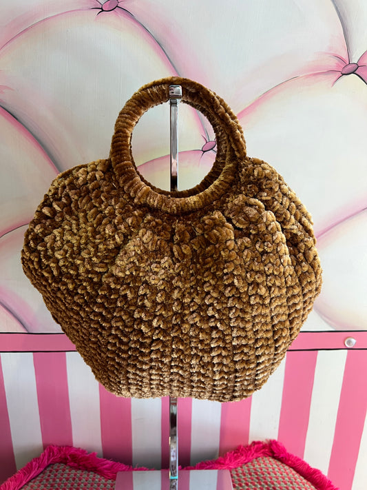 Love & roses borsa tricot ciniglia bronzo con tracollina