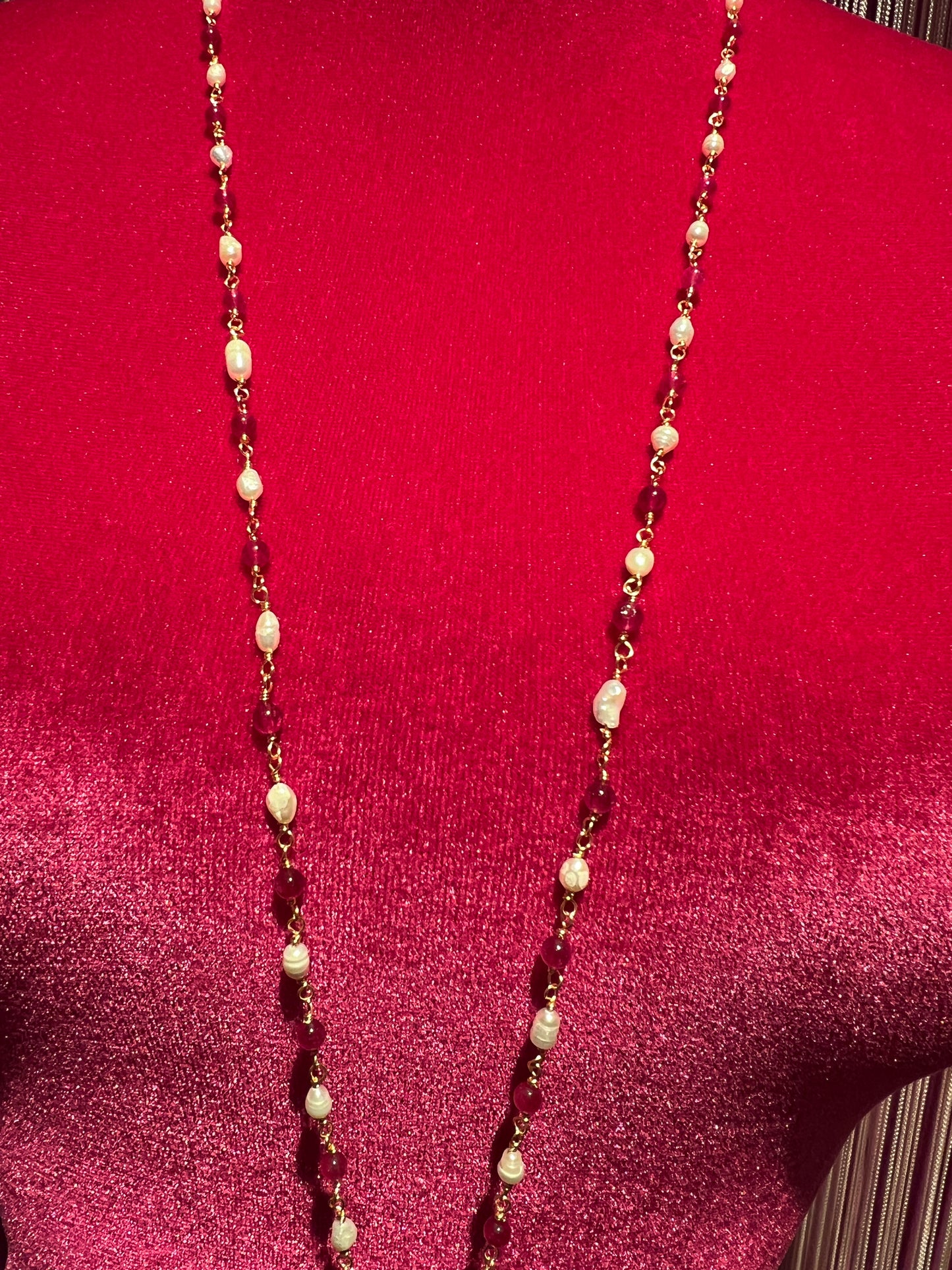 Lara 11 collana pietre dure ciclamino perle con pendente
