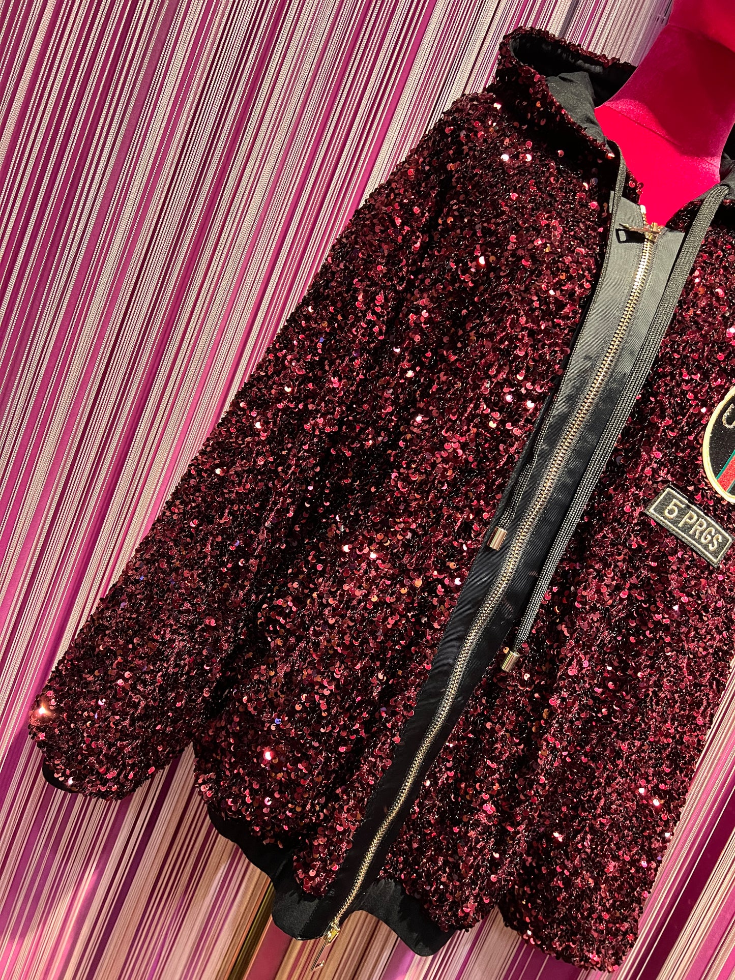 5 Progress bomber oversize full paillettes burgundi