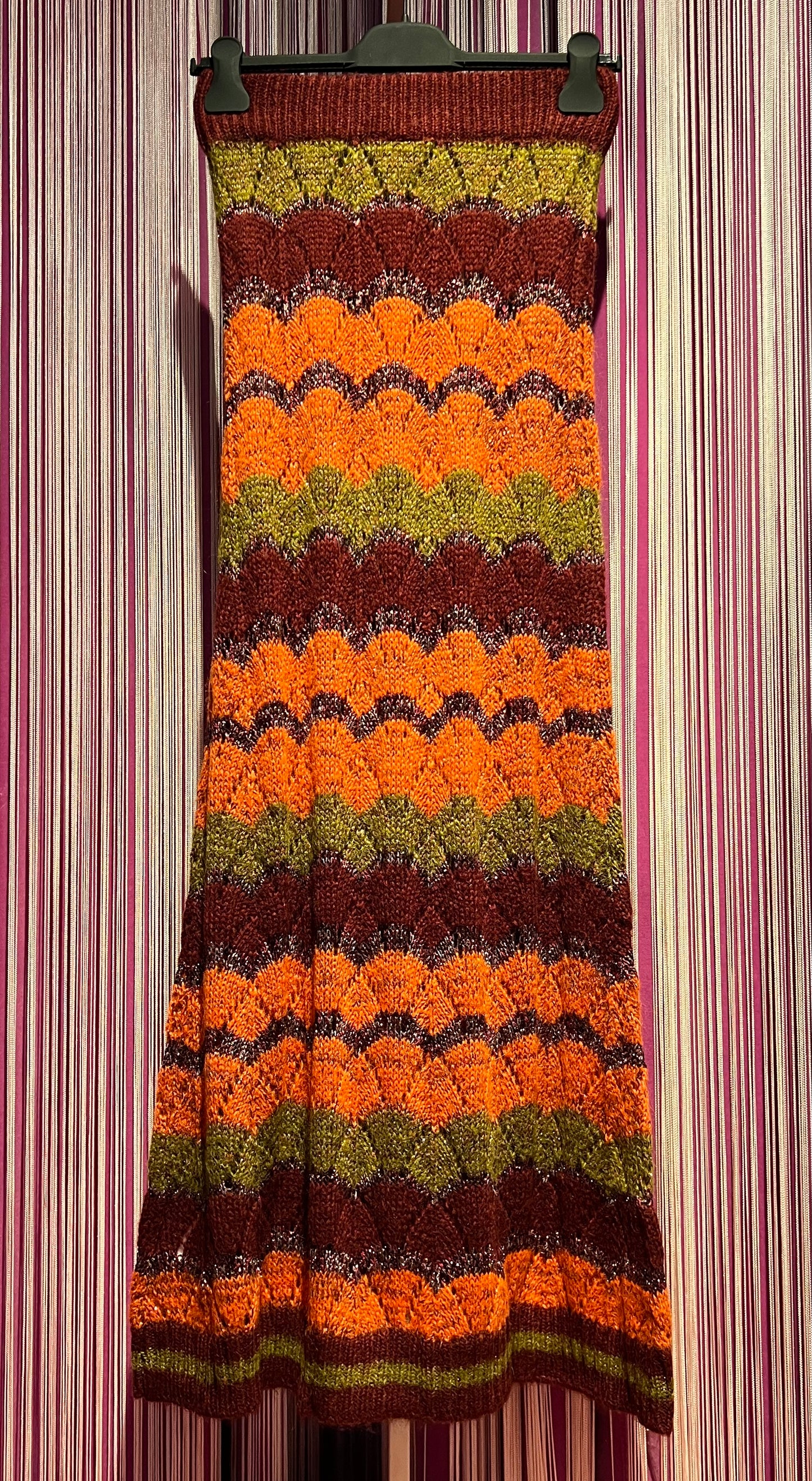 Colour Market meno 50% gonna lunga in maglia rigata ruggine/arancio