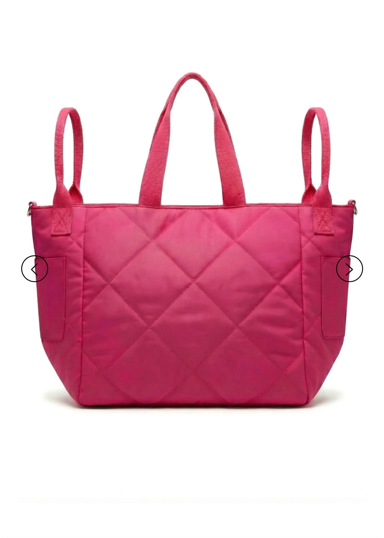 Miss goodlife -20% di sconto borsa shopper trapuntata rosa neon con smail , tracolla