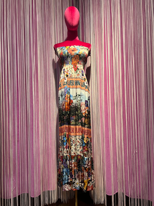 5 Progress abito lungo fantasia floreale senza maniche