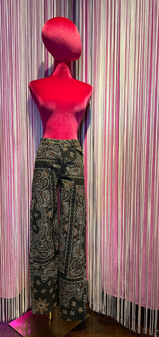 Mon amour Paris pantalone fantasia cachemire marrone a zampa