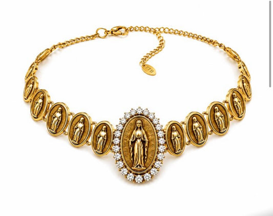 TittiBi collarino dorato sacro zirconi madonna miracolosa