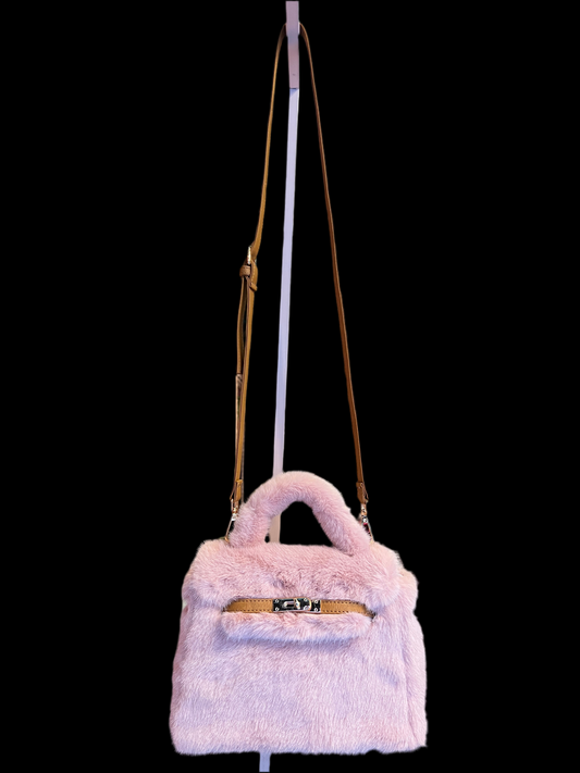 Snow-up Milano borsa ecopelliccia ed ecopelle, con tracolla colore rosa cipria