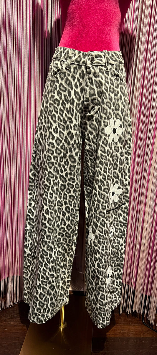 The room -50% di sconto jeans denim maculato elasticizzato fiori dipinti a mano